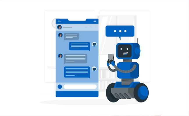 robo com um chat de automação estilo desenho