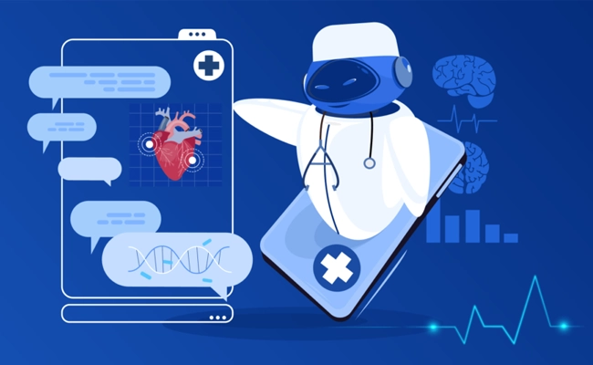 robo ao lado de um chatbot estilo desenho